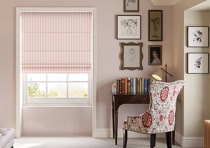 Lace Stripes, Coral - Roman Blind - Image 3